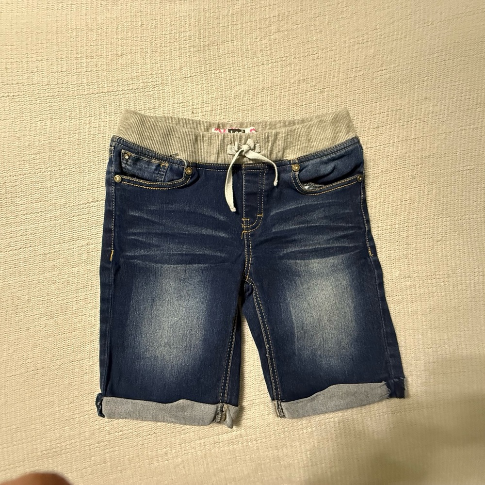 Lee Kids Blue Denim Shorts with Gray Waistband